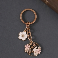 Брелок металл, эмаль "Зайка и сакура" 9 см