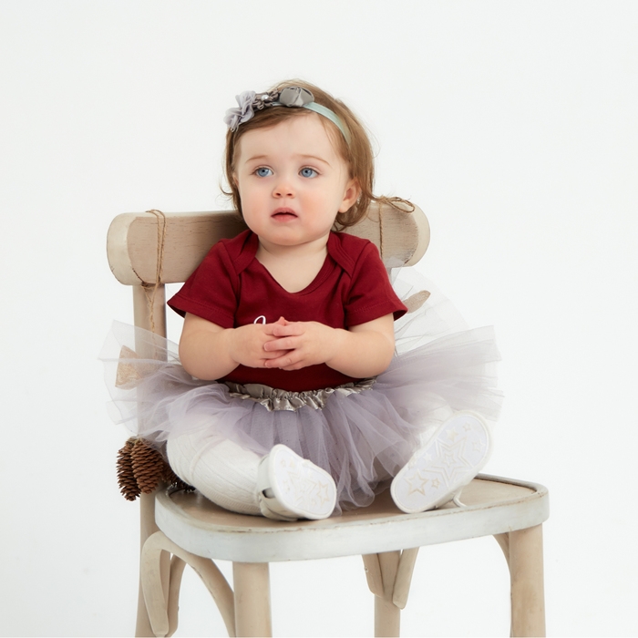 Набор Крошка Я &laquo;Цветочек&raquo; юбка и повязка на голову 3-18 мес, серый