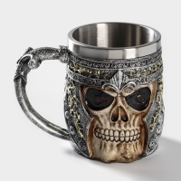 Кружка из нержавеющей стали &laquo;Череп. Хэллоуин&raquo;, 400 мл, цвет серебряный