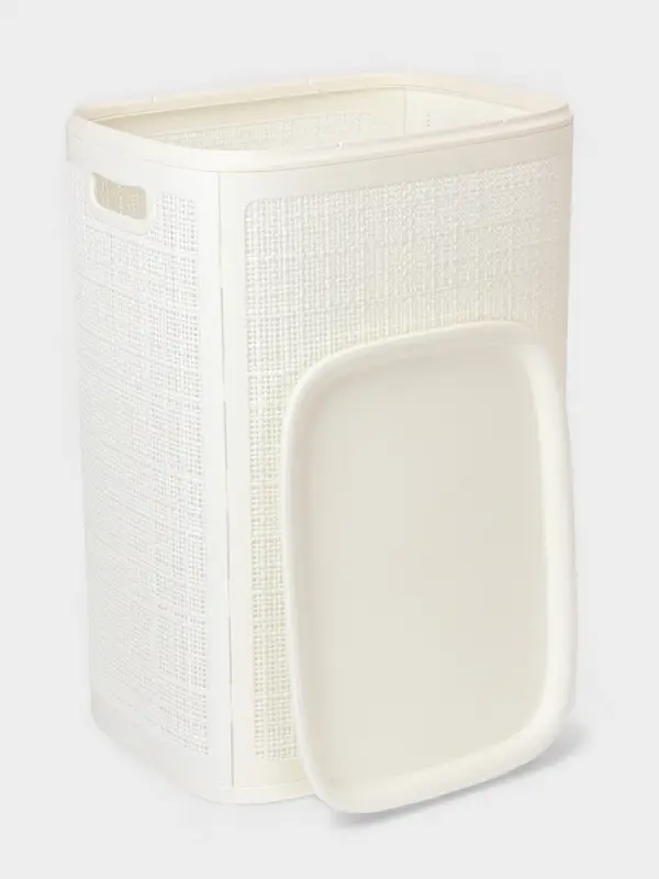 Плетёная корзина для белья с крышкой "Лён" 75л 43&times;32&times;60см, цвет белый