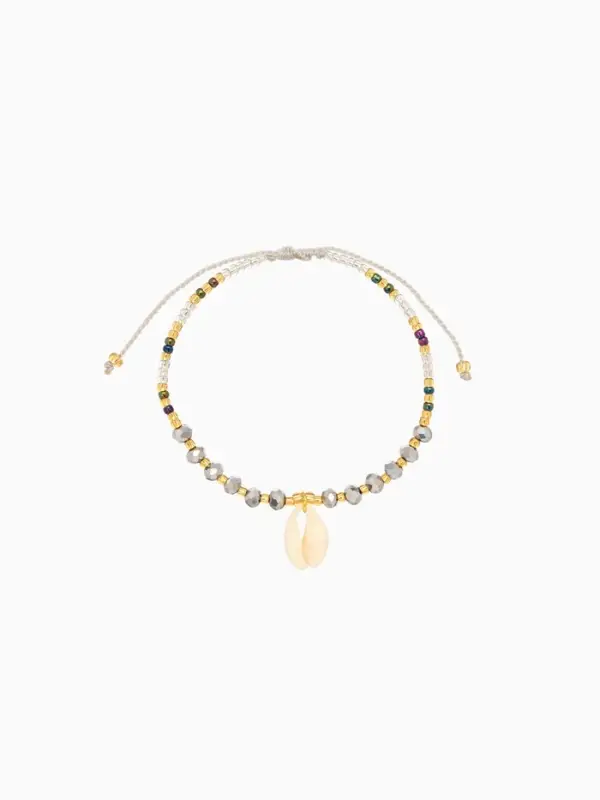 Браслет "Лила" длина 16 см, цв. серый, золотистый