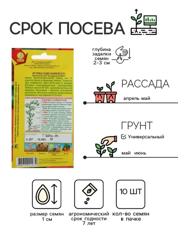 Семена Огурец "Чудо карапуз F1", 10 шт.