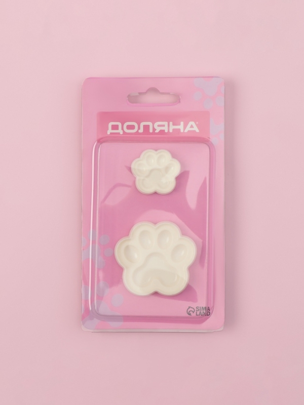 Печати для теста и мастики Доляна &laquo;Лапы&raquo;, набор 2 шт, 4,5&times;5/ 3&times;3 см, пластик, молочные