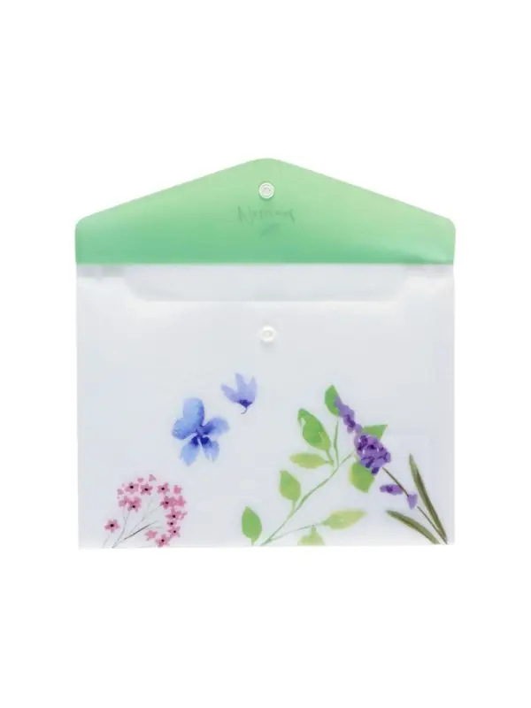 Папка-конверт А5 Hatber "NATURAL BLUE FLOWERS", на кнопке, пластик 180мкм, текстур с печат