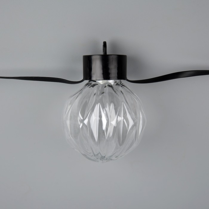 Умная гирлянда &laquo;Нить&raquo; 6 м с насадками &laquo;Рифленые шарики&raquo;, IP20, тёмная нить, 20 LED, свечение RGB, USB