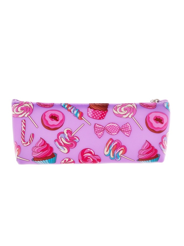 Пенал школьный на молнии Сладости Фиолетовый
