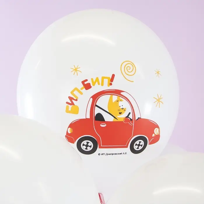 Воздушный шар латексный 12"  "Синий трактор и Котенок Котэ" пастель, 1 ст, набор 25 штук