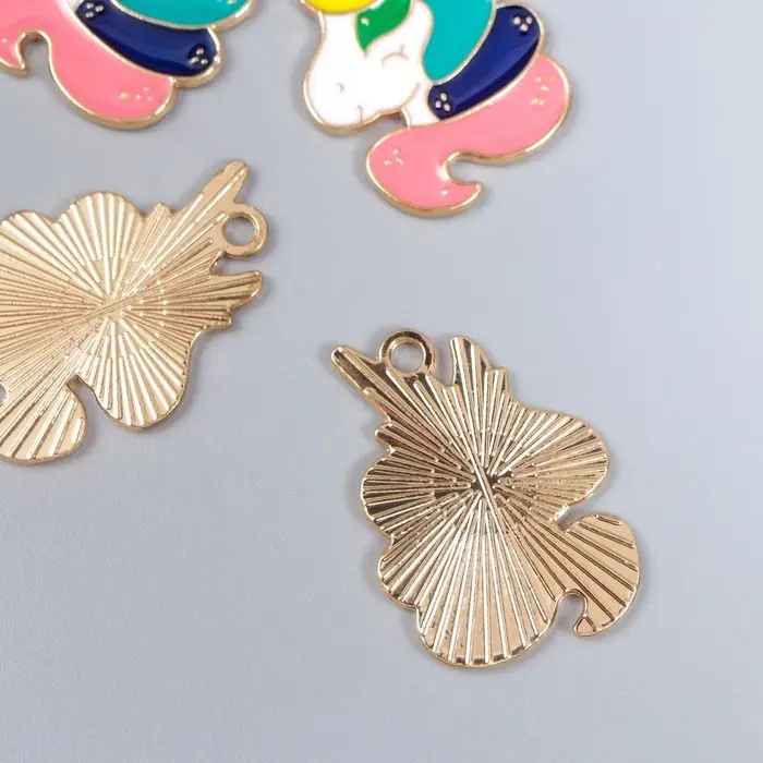 Декор для творчества металл, эмаль &laquo;Единорог с радужной гривой&raquo;, 3&times;2 см