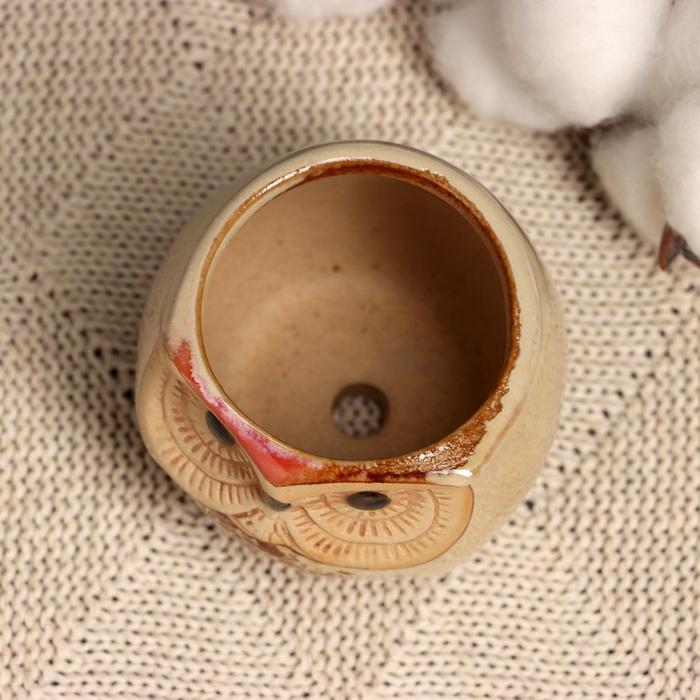 Горшок "Сова Ава" 6х6х6,5см, МИКС