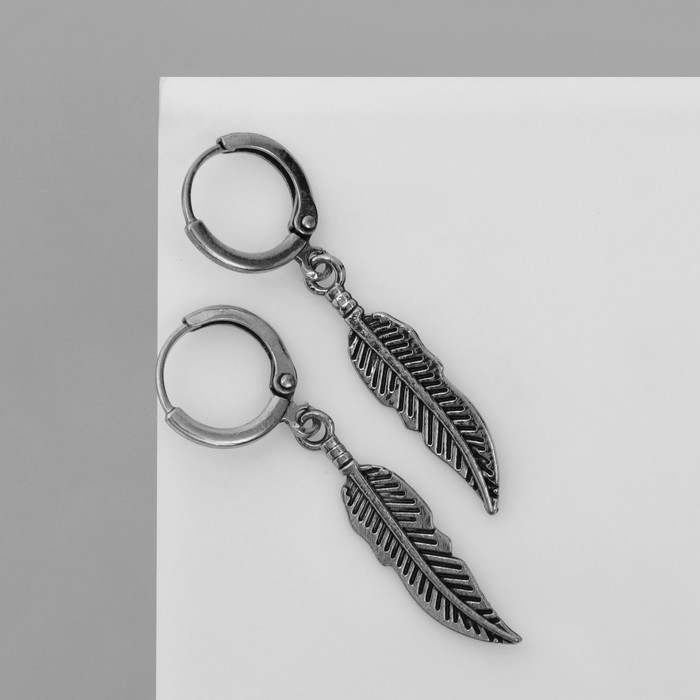 Серьги &laquo;Листья&raquo; соло, цвет чернёное серебро