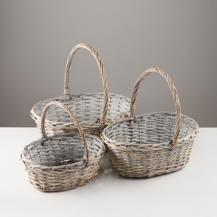 Набор корзин &laquo;Плетёнка&raquo;, 3 шт, 38&times;30&times;14/35 см, 32&times;25&times;11/27 см, 27&times;21&times;10/25 см, ива, микс