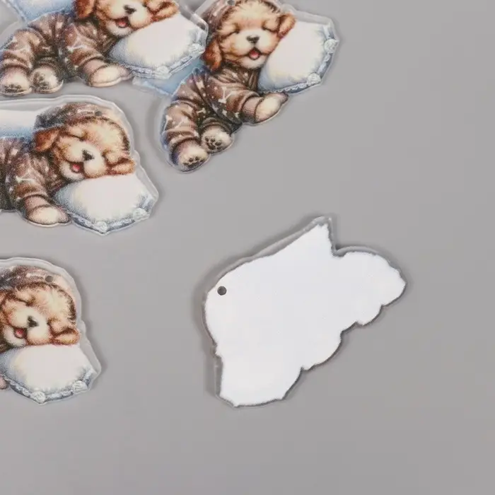 Декор для творчества акрил "Щеночек в пижамке сладко спит на подушке" 2,5х4,5х0,2 см