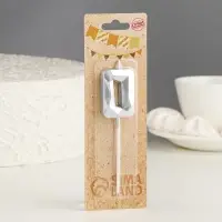 Свеча в торт на шпажке &laquo;Алмаз&raquo;, цифра 0, серебряная, 5&times;2.6 см