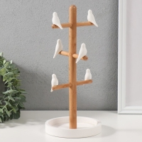 Сувенир дерево подставка для украшений "Птички на дереве" белый 13х13х29,5 см