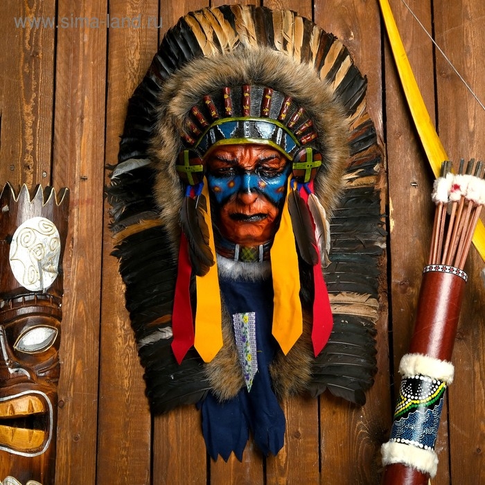 Панно "Индеец Кичи" 40х15х60 см, МИКС