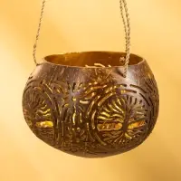 Подсвечник подвесной из кокоса, 9-12 см, коричневый