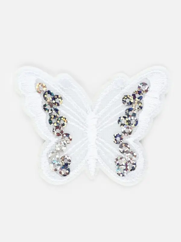 Термоаппликация &laquo;Бабочка&raquo;, с пайетками, 5&times;6.5 см, фасовка 10 шт., белая