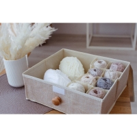 Органайзер для хранения белья LaDо́m &laquo;Франческа&raquo;, 9 ячеек, с крышкой, 35&times;30&times;12 см, цвет бежевый