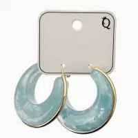 Серьги-кольца акрил "Тренд", цвет голубой в золоте