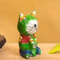 Сувенир интерьерный "Котики" 5х5х8 см, дерево, цв. зелёный