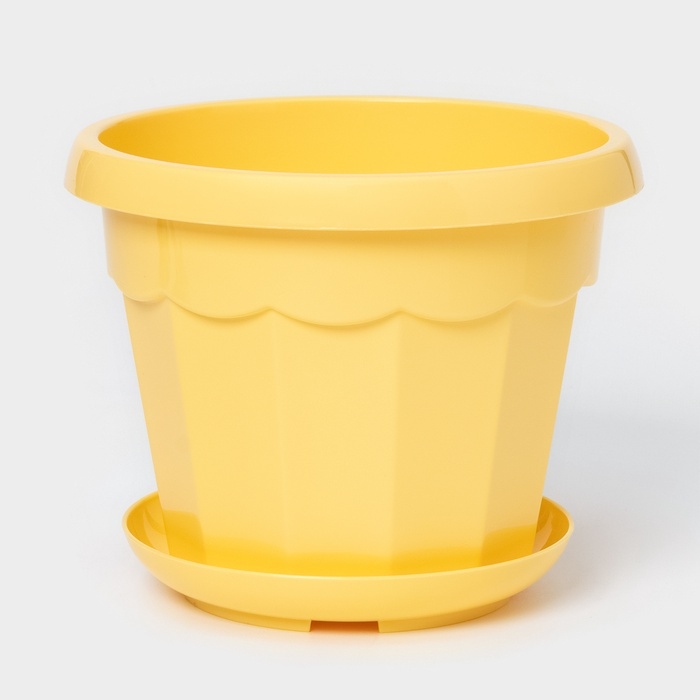 Горшок для цветов с поддоном Доляна &laquo;Эрика&raquo;, 1,8 л, пластиковый, цвет жёлтый