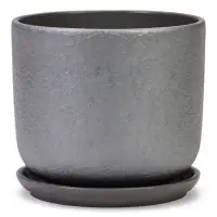 Горшок цветочный с поддоном 1,6 л, d15/h13 см серый керамика, "Перл" (М)