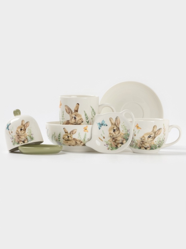 Подставка под чайный пакетик Доляна &laquo;Зайка&raquo;, керамика, 12&times;9&times;1.5 см, белая