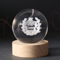 Сувенир стекло подсветка "Шар. Пасхальная корзинка" d=6 см подставка дерево, USB