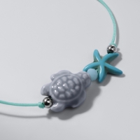 Браслет ассорти на нити &laquo;Черепашка&raquo; звезда, серый в серебре