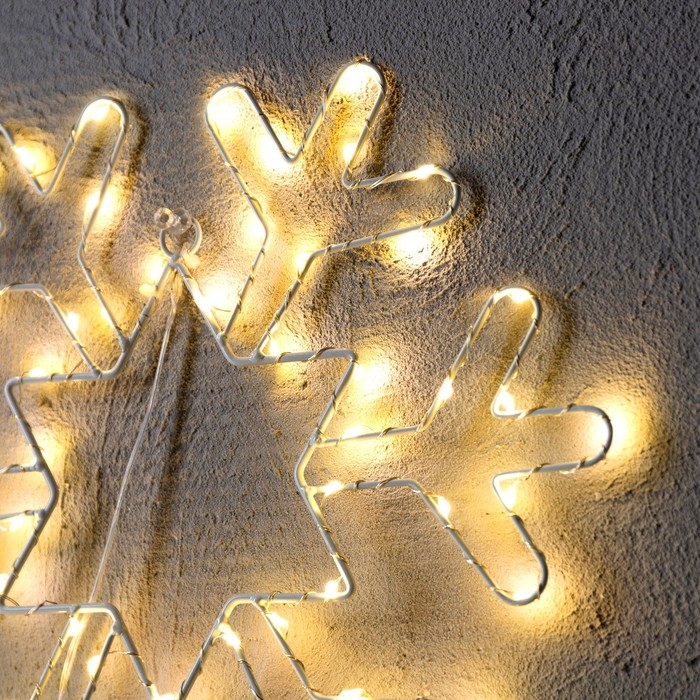 Светодиодная фигура &laquo;Снежинка&raquo; 30 см, металл, батарейки ААх3 (не в комплекте), свечение тёплое белое