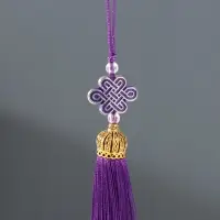 Подвеска текстиль, пластик "Узел счастья и бесконечности" фиолетовая 0,7х1х9,5 см