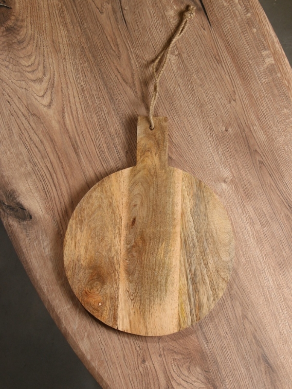 Доска разделочная круглая "Васильки" дерево манго 36х28 см