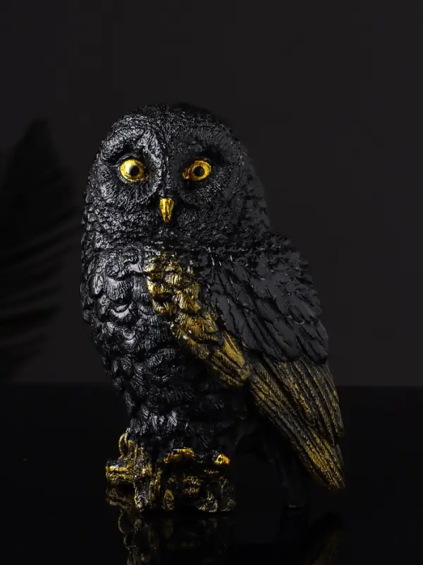 Статуэтка "Сова на пеньке" 14х9х10 см, цвет черный