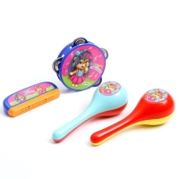 Набор музыкальных инструментов &laquo;Пой со мной&raquo;: бубен, 2 маракаса, губная гармошка, МИКС