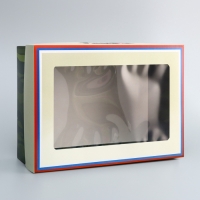 Коробка складная, крышка-дно, "23 Февраля", 24 х 17 х 8 см с окном Коробка складная, крышка-дно, "23 Февраля", 24 х 17 х 8 см с окном