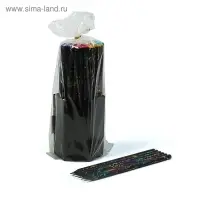 Карандаш чернографитный твёрдость HB, корпус чёрный с рисунком, заточенный, со стразой из акрила, МИКС