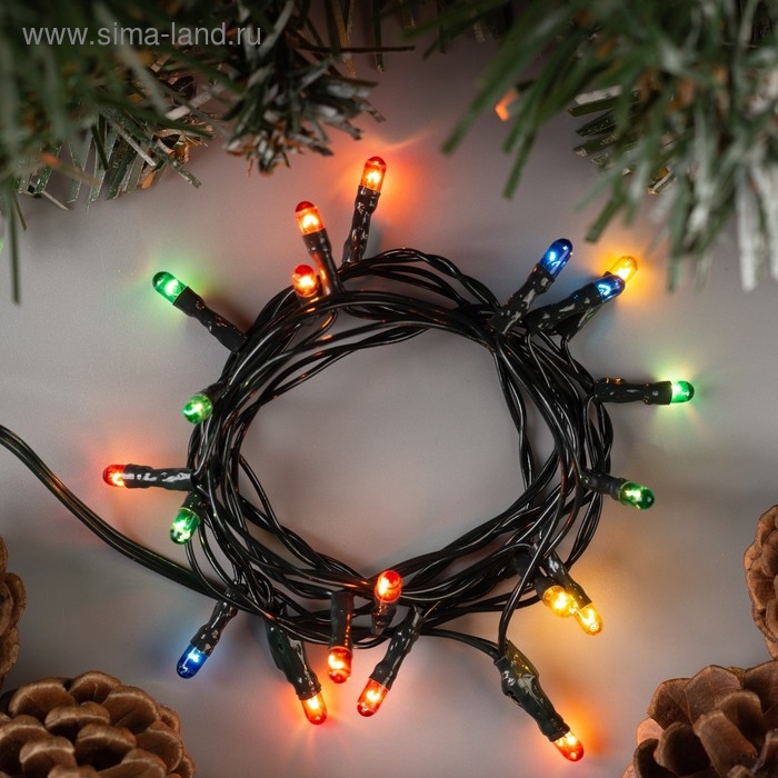 Гирлянда «Нить» 1.2 м, IP20, тёмная нить, 20 ламп, свечение мульти, 220 В Гирлянда «Нить» 1.2 м, IP20, тёмная нить, 20 ламп, свечение мульти, 220 В