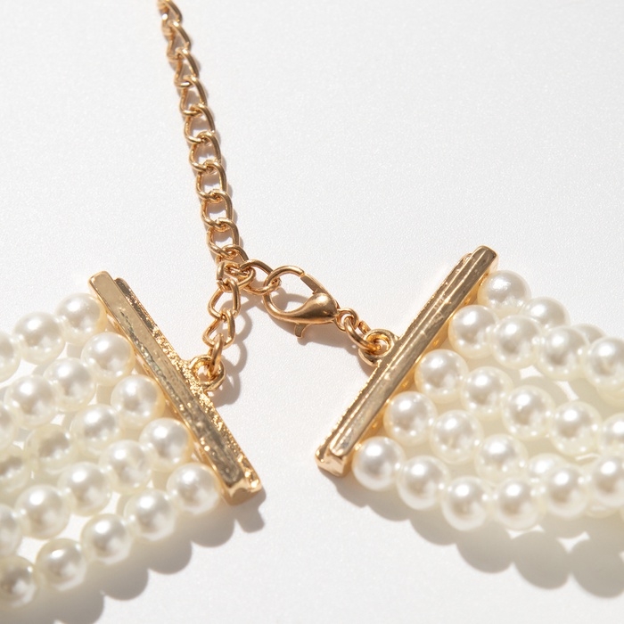 Чокер-колье &laquo;Роскошь&raquo; жемчужое, розовый в золоте, 30,5 см