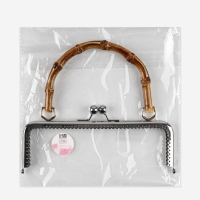 Фермуар пришивной, 21×9.5 см, с бамбуковой ручкой d=11×15.5 см, коричневый, серебристый Фермуар пришивной, 21×9.5 см, с бамбуковой ручкой d=11×15.5 см, коричневый, серебристый