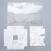 Коробка подарочная для цветов с вазой и PVC окнами складная, упаковка, &laquo;Мрамор&raquo;, 23 х 30 х 23 см