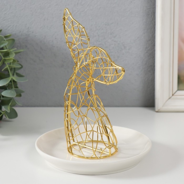 Сувенир металл, керамика подставка Сувенир металл, керамика подставка "Хвост кита" белый с золотом 14,2х14,2х17,3 см