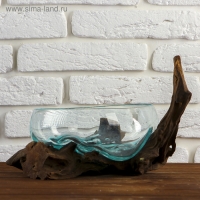 Вазон стекло на дереве "Забота" 20х25х25 см, МИКС