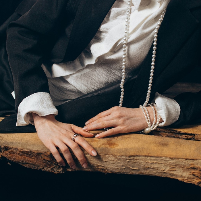 Браслет жемчуг &laquo;Империя&raquo;, 5 нитей, бусины № 4, 14, цвет молочный