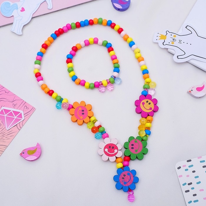 Набор детский &laquo;Выбражулька&raquo; 2 предмета: кулон, браслет, цветы ромашки веселые