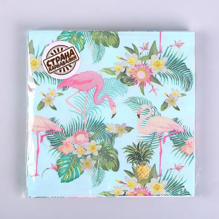 Салфетки бумажные &laquo;Фламинго с цветами&raquo;, 33х33 см, набор 20 шт.