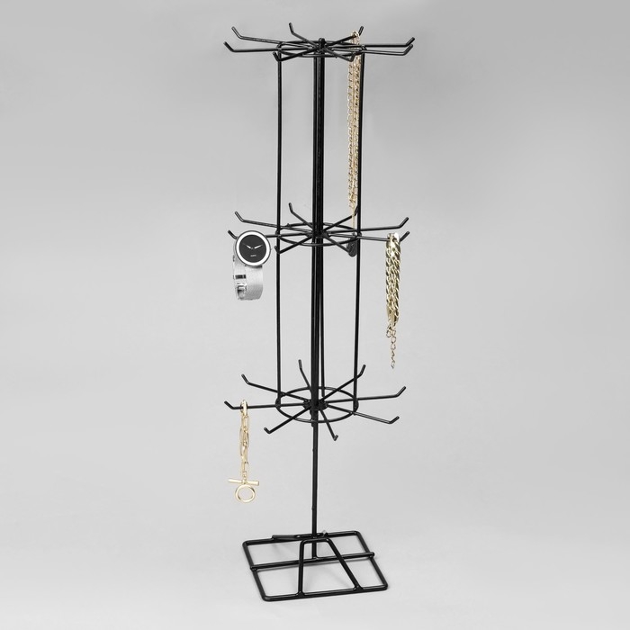 Вертушка, 3 яруса по 8 крючков, 20&times;20&times;61, цвет чёрный