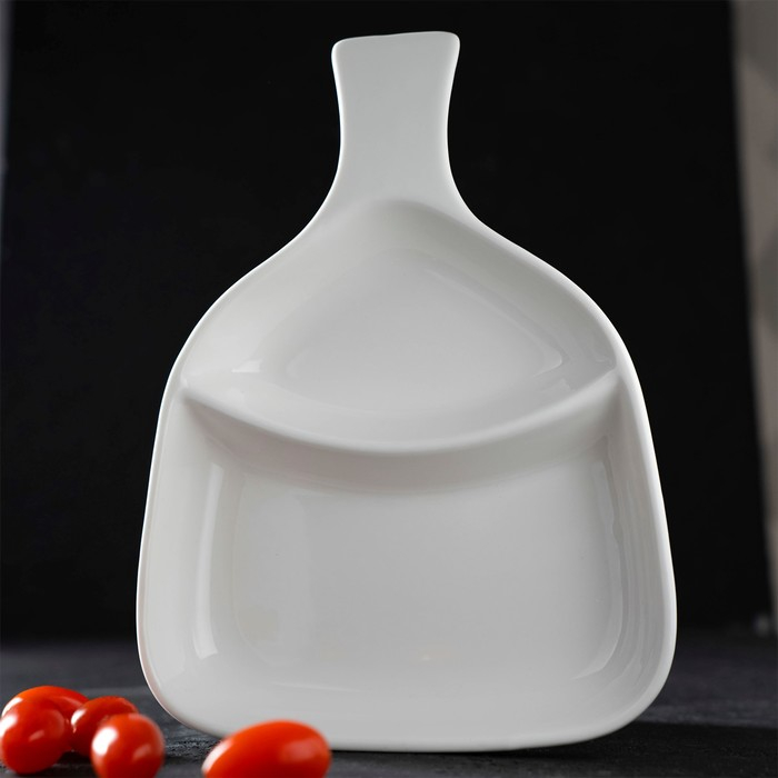 Менажница фарфоровая 2 ячейки Magistro &laquo;Бланш&raquo;, 20&times;13&times;1,5 см, цвет белый