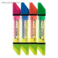 Набор маркеров-текстовыделителей, 4 штуки, наконечники скошенные, 5 мм, двухцветные