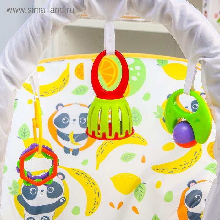 Шезлонг - качалка для новорождённых &laquo;Панда&raquo;, игровая дуга, игрушки МИКС