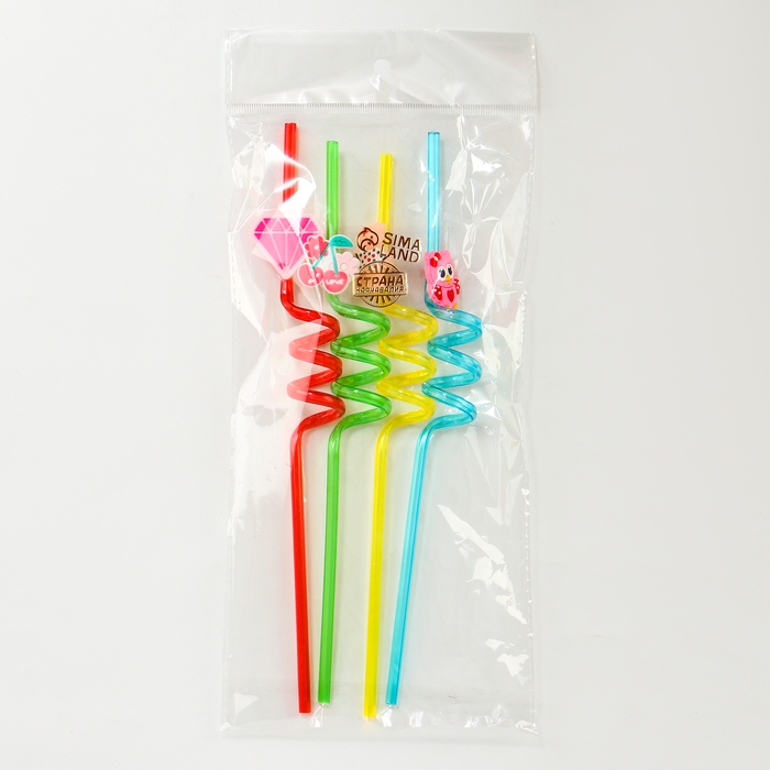 Трубочки для коктейля &laquo;Для влюблённых&raquo;, набор 4 шт.